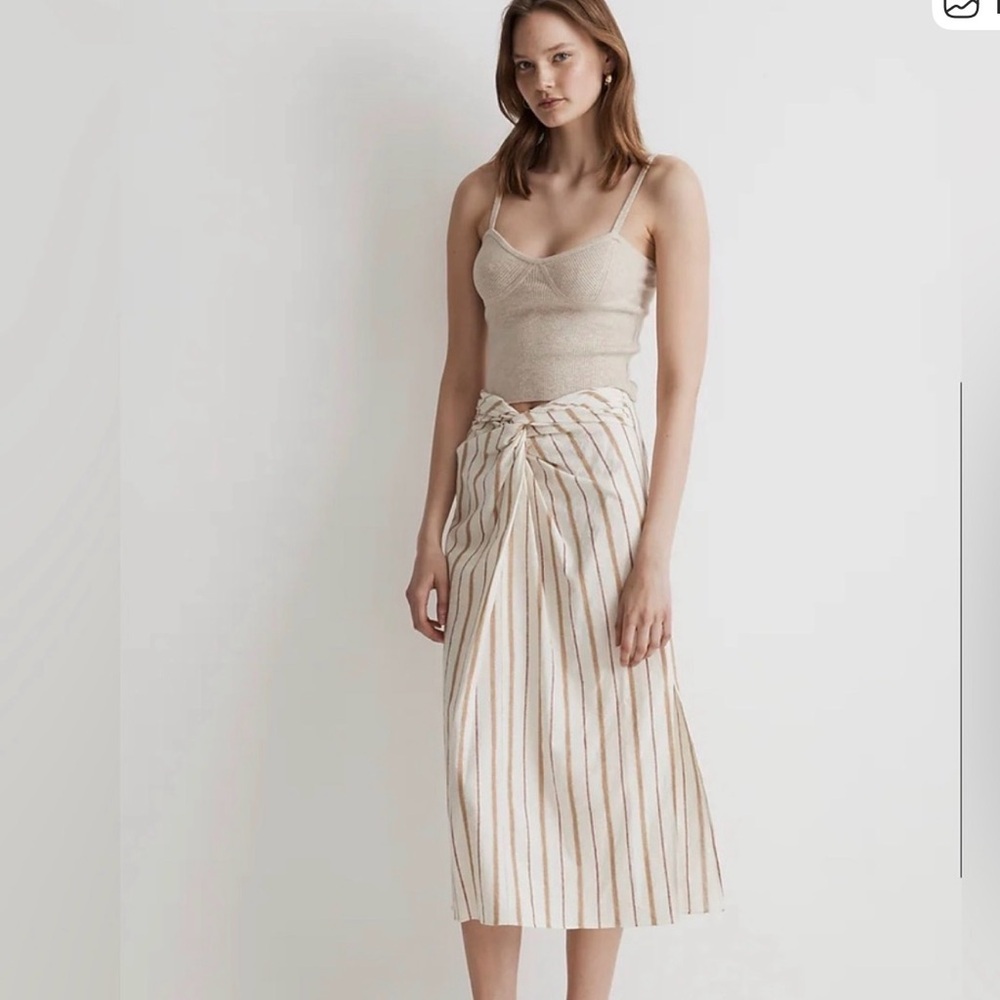 Madewell Twist-Front Midi Skirt in Stripe